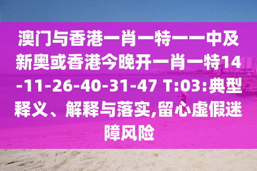澳門與香港一肖一特一一中及新奧或香港今晚開一肖一特14-11-26-40-31-47 T:03:典型釋義、解釋與落實,留心虛假迷障風險